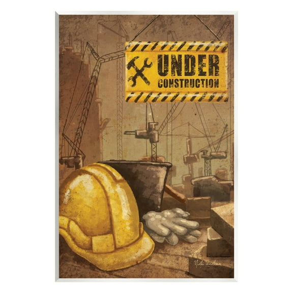 Stupell Industries Under Construction Hardhat Travel & Places Painting Unframed Art Print Wall Art, 10 x 15