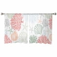 thumbnail image 2 of Sheer Curtains 45 Inches Long, Summer Beach Coral Shell Starfish Light Filtering Window Curtains for Living Room, Red Sage Green Coastal Rod Pocket Voile Sheer Curtain Drapes, 52"W x 45"L, 2 Panels, 2 of 9