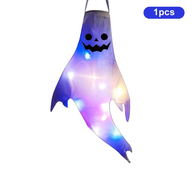 Decoración LED de Halloween para exteriores, luz colgante de terror, esqueleto, fantasma, terrorífico, vestido de Festival, accesorios brillantes para fiesta