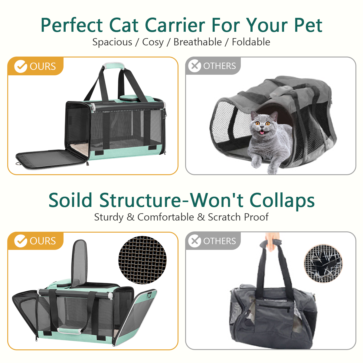 Cshidworld Soft-Sided Cat Carrier for Large Cats, 25 lb photo 3