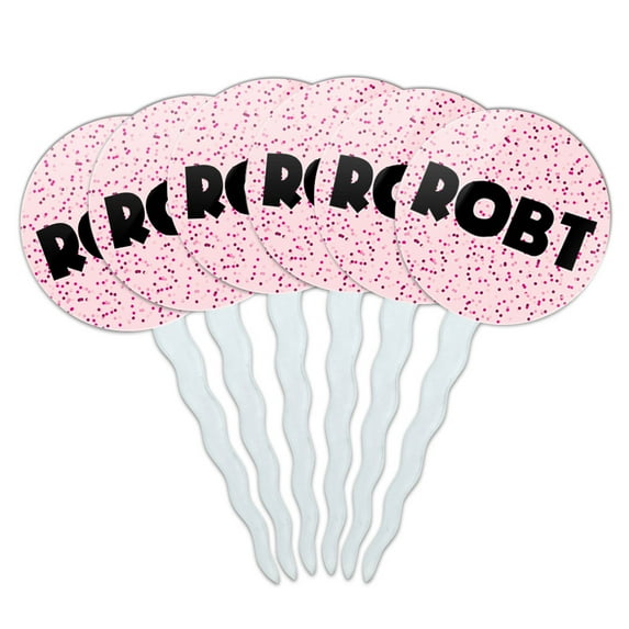Robt Cupcake Picks Toppers - Set of 6 - Pink Speckles
