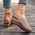 thumbnail image 5 of hopeusnice Women's Summer Wedge Sandals Open Toe Breathable Comfortable Slip On Platform Shoes Hollow Out Wedge Heel Sandals Beige 41, 5 of 9