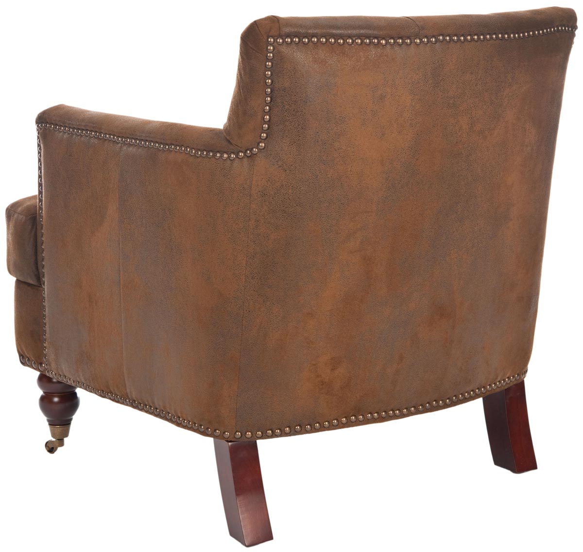 SAFAVIEH Colin Industrial Tufted Club Chair with Casters, Antique Brown