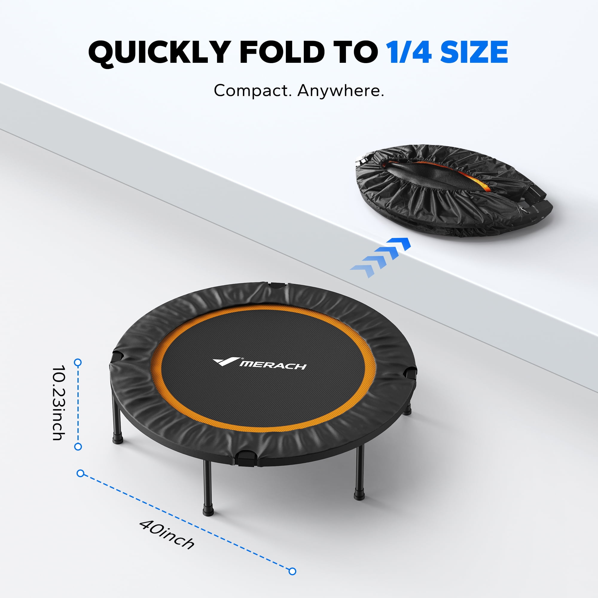 MERACH Mini Trampoline, 40 inch Foldable Trampoline for Kids & Adult, Exercise Rebounder, Round Small Trampoline Gift, 330lbs Capacity