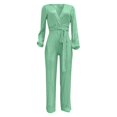 thumbnail image 4 of Ediodpoh Jumpsuits for Women Casual Jumpsuit Long Sleeve Belted Sequin Jumpsuit Womens Jumpsuits Green XXL, 4 of 5