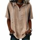 thumbnail image 2 of Neewe Womens Full Zip Shirts Short Short Sleeve Summer Cotton Linen V Neck Collared Stripes Casual Hoodie Wear, 2 of 6