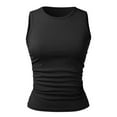 thumbnail image 6 of Women's Tank Top Sleeveless High Neck Ribbed Knitted Slim Fit Top Side Fold Basic T Shirt, 6 of 7