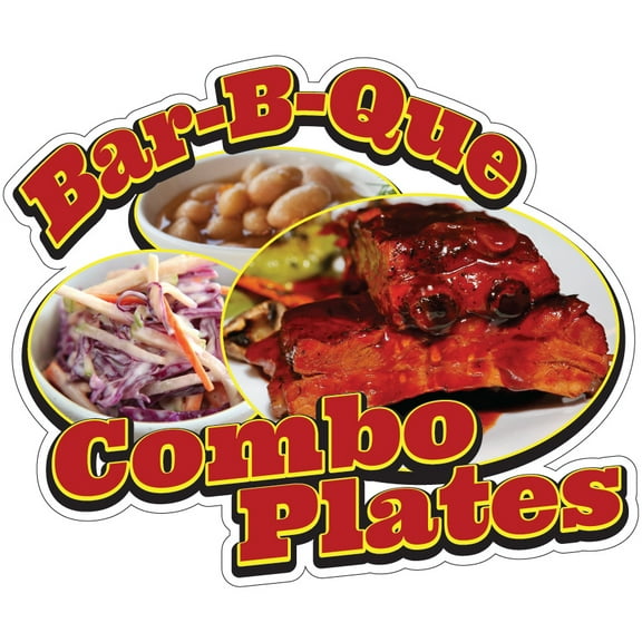 Bar-B-Que Combo Plates 8" Decal Concession Stand Food Truck Sticker
