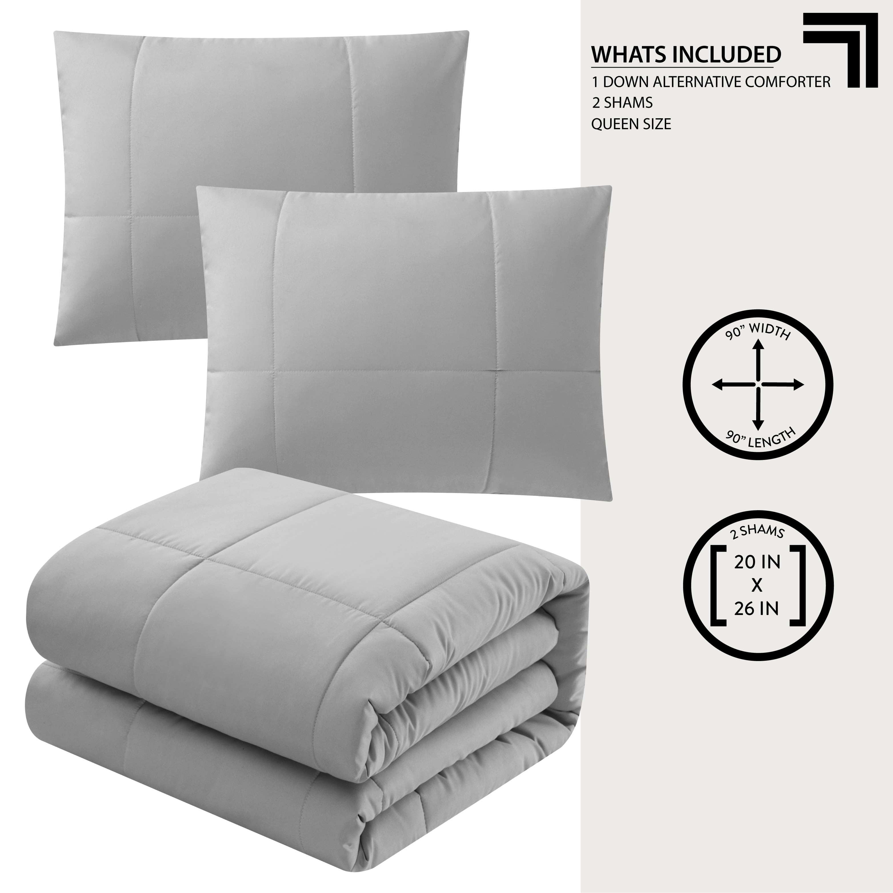 Sharper Image 3-Piece Grey Down Alternative Comforter Set, Queen