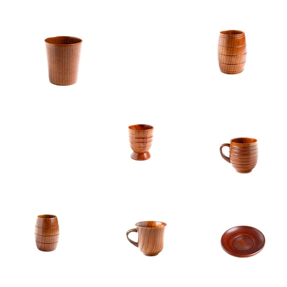 Creative Wooden Mugs, Natural Wood Coffee Cups & Beer Mugs With Comfortable Handles, Japanese Style High Temperature Resistant Cups For Tea Water Juice Milk, Perfect For Home