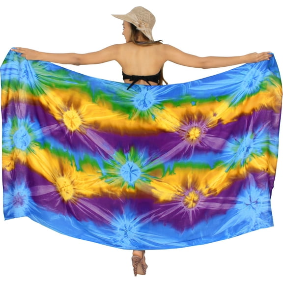 HAPPY BAY Women's Beachwear Summer Beach Bikini Wraps Sarong Wrap Skirt Swimsuit Swimwear Coverups Bathing Suit Swim Cover ups for Womens One Size Tie Dye, Blue