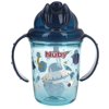 Nuby No Spill Tritan 2 Handle 360 Weighted Straw Glitter Print - Spout Cup, 8oz/ 240 Ml /4 Months +, Blue Space