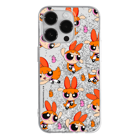 Mobile phone case with glitter overflow effect for Apple IPHONE 14 original and officially Licensed The Powerpuff Girls pattern The Powerpuff Girls 007 adapted to the shape of the mobile phone