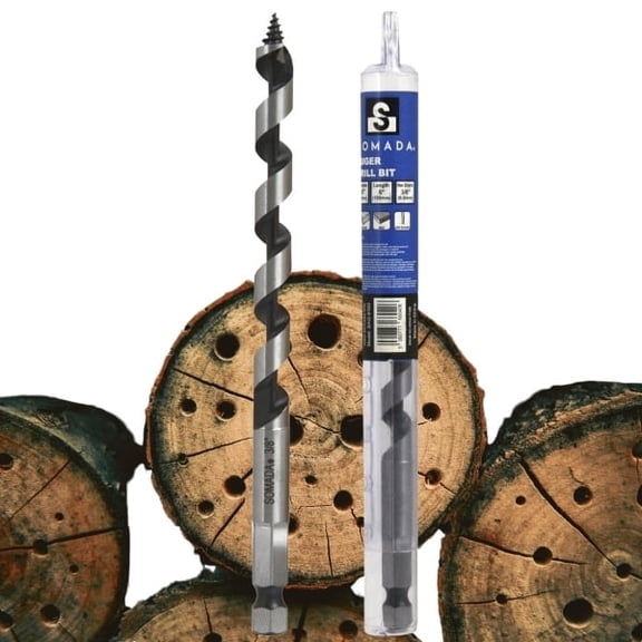SOMADA 3/8-Inch x 6-Inch Auger Drill Bit for Wood, Quick Change Hex Shank 3/8-Inch, Ship Auger Long Drill Bit for Soft and Hard Wood, Plastic, Drywall and Composite Materials