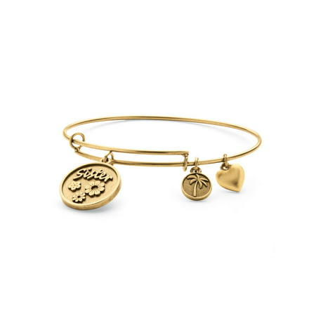 Sister Charm Bangle Bracelet in Antique Gold Tone (Best Bangle Design In Gold)