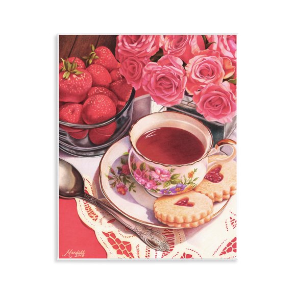 Stupell Industries Valentine's Day Tea Food & Beverage Painting Unframed Art Print Wall Art, 11 x 14
