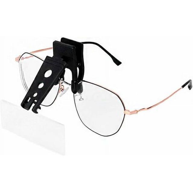 Lupa de clip para lunetas con 3 lentes intercambiables, clipsable y rabattable mains libres 1,5 x 2,5 x 3,5 x para la conferencia, la costura, los amantes, la carta