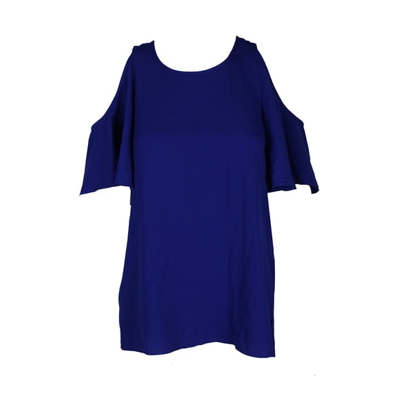 Kensie Womens Goddess Blue Cold-Shoulder Blouse XS