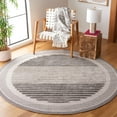 thumbnail image 2 of SAFAVIEH Urban Femie High Low Circle Striped with Fringe Area Rug, Grey/Light Grey, 6'7" x 6'7" Round, 2 of 8