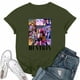 thumbnail image 1 of Movie Kpop Demon Hunters T-Shirt Summer Tshirts Casual Loose Girls T Shirt Korean Pop Anime Style Tee with Huntrix Movie Print, Streetwear Aesthetic#Army Green XL, 1 of 4
