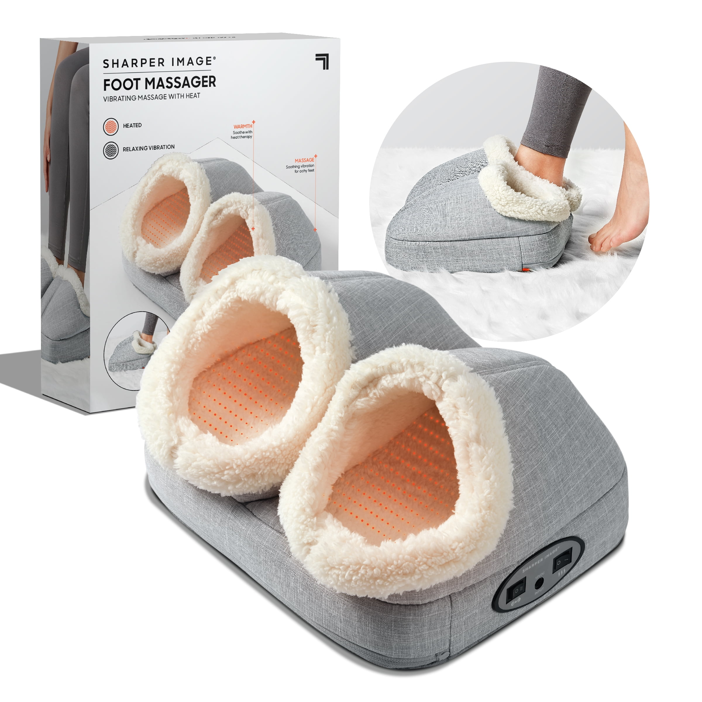 Sharper Image Heated Foot Massager, Soothing Vibration for Achy Feet