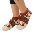 thumbnail image 3 of NMMUED Christmas Slipper Socks Holiday Socks Sock Slippers for Women Fuzzy Socks Christmas Winter Socks for Women Christmas Gifts for Women Plush Socks Coffee One Size, 3 of 8