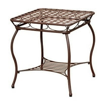 International Caravan Santa Fe Iron Nailhead Side Table-Color:Rustic Brown