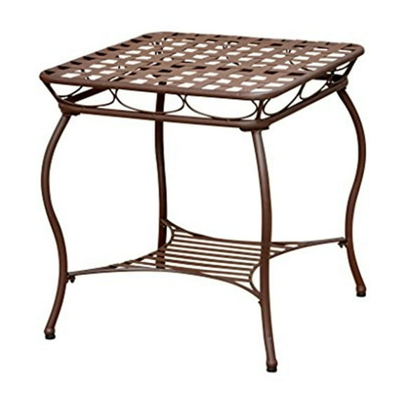 International Caravan Santa Fe Iron Nailhead Side Table-Color:Rustic Brown