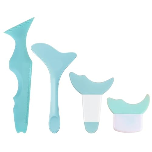4 Pcs All in One Eyeliner Stencils Wing Tips   Eyeshadow Stencils Pad   Silicone Baffle, Defined Eyelash Guide Tool for Beginners and Makeup Masters - Blue