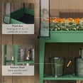 thumbnail image 4 of Outsunny Raised Garden Bed with Greenhouse Cover, Metal Outdoor Elevated Planter Box with Lockable Wheels, Storage Shelf and Drainage Hole, Green, 4 of 9