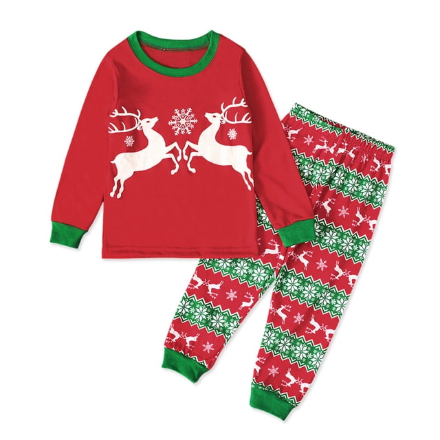 Conjunto de 2 piezas de camiseta y pantalones con estampado de alces de manga larga para bebés y niñas de Navidad, ropa para niños y bebés