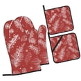 thumbnail image 3 of ZNDUO Oven Mitts and Pot Holders Sets, Red Pine Branches Texture Christmas Pattern Non-Slip Cooking Oven Gloves, 3 of 8