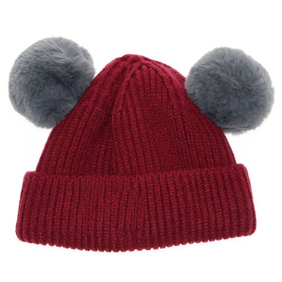 winter hats with two balls on top