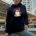 thumbnail image 2 of Hot Chocolate Season with Gingerbread in a Mug Art, Navy Blue Hooded Sweatshirt or Hoodie, Medium, 2 of 5
