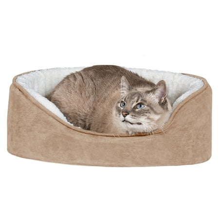 UPC: 0815181024543 | FurHaven Pet Products Faux Sheepskin & Suede Oval Pet Bed for Dogs & Cats – Clay  Small