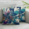 thumbnail image 3 of Fenyluxe Navy Blue Teal Pillow Covers Dahlia Floral Grey Beige Lumbar Throw Pillows Farmhouse Outdoor Decor for Home Living Room Sofa Bed Modern Elegant Cushion Case 20x20in, 3 of 5