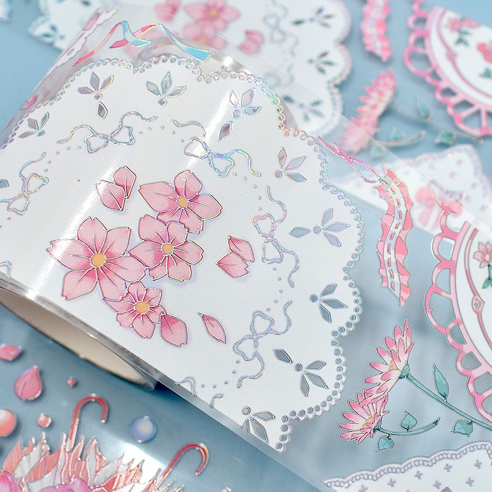 Original Floral PET Tape - Creative Rose Flower Design for Scrapbooking and DIY Journals