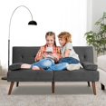 thumbnail image 3 of 60" Small Loveseat, 3 in 1 Cute Convertible Sofa Bed, Modern Futon Recliner Sleeper w/2 Cup Holder, Upholstered Folding Couch My Lux Decor Round, 3 of 11