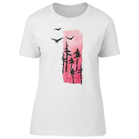 Birds Silhouette Pink Geometric T-Shirt Men -Image by Shutterstock, Male Medium