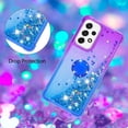 thumbnail image 5 of Clear Case for Samsung Galaxy A23 5G/4G with Ring Kickstand, Bling Gradient Quicksand Glitter Flowing Liquid Floating Case Cover for Samsung Galaxy A23 JB Purple Navy, 5 of 7