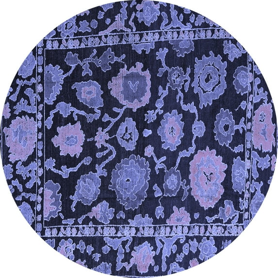 Ahgly Company Indoor Round Oriental Blue Traditional Area Rugs, 3' Round