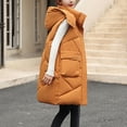 thumbnail image 3 of BEFOKA Women Long Vests Solid Color Sleeveless Button Up Sleeveless Coats Winter Puffer Vests Outwear, 3 of 7