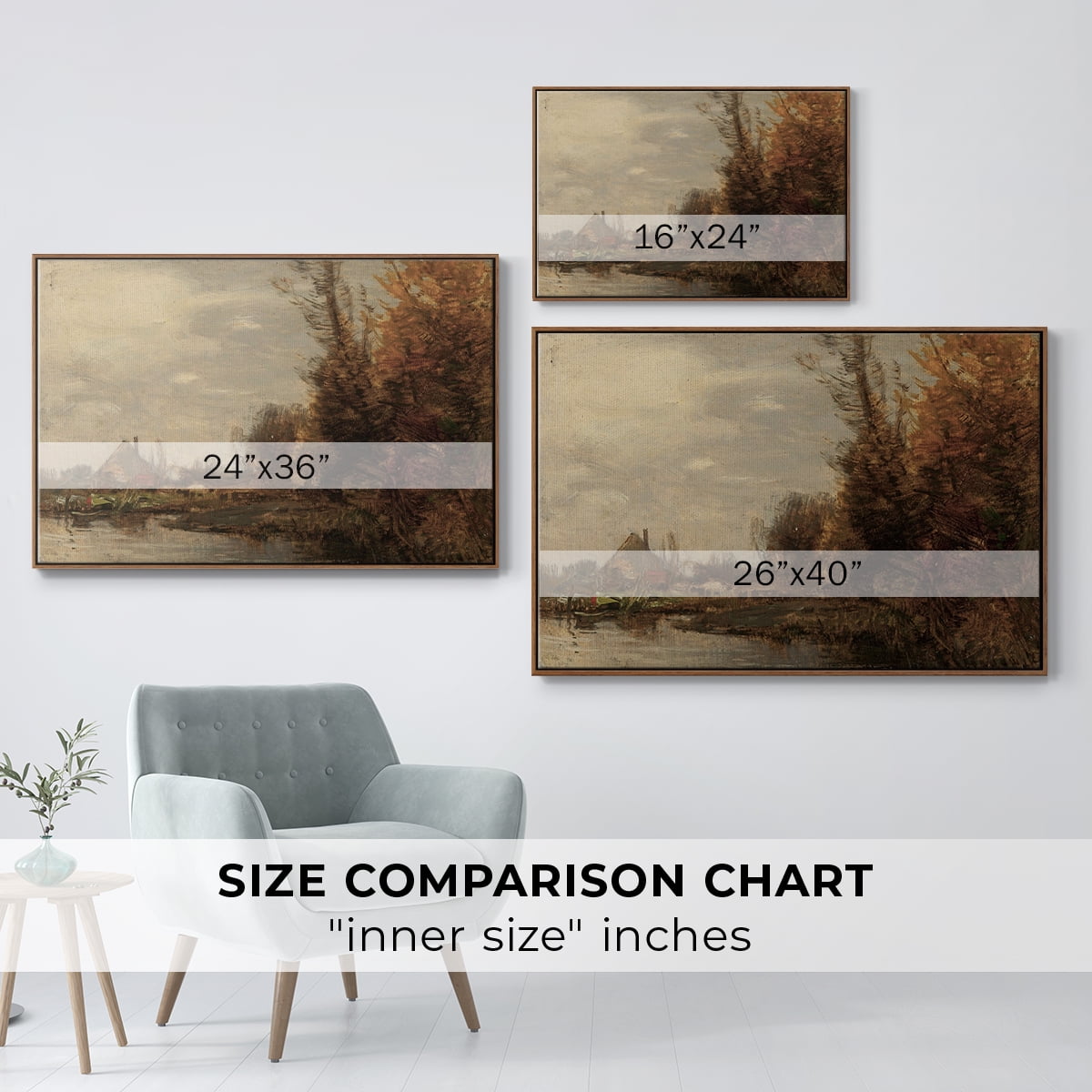 Vintage Landscape-CCXXIX By Wexford Home Framed in Walnut Wood Gallery Wrapped Canvas 25 in. x 37 in.