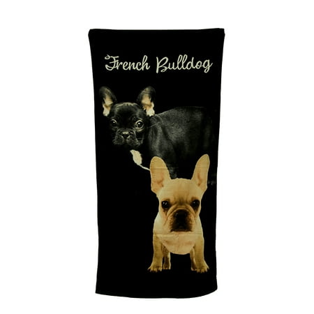 2 French Bulldogs Black Beach Towel 30 X 60 Inch 2 French Bulldogs Black Beach Towel 30 X 60 Inch