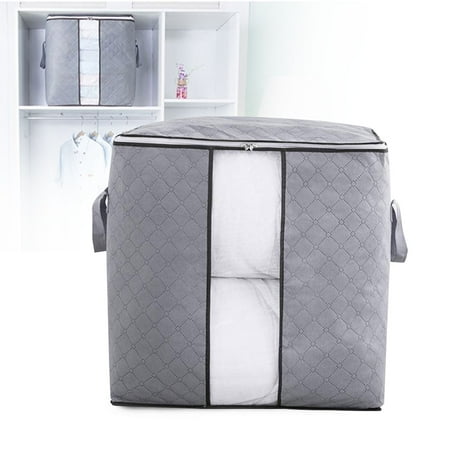 Storage Chest For Blankets Foldable Storage Bag Organizers, Waterproof Anti-Mold Moisture Proof Clothes Storage Container Zipper Bag with Clear Window Carry Handles for Blanket Comforter Bedding, Closet Storage Boxes ()