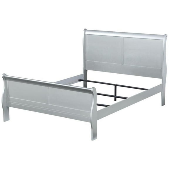 Bowery Hill Contemporary Low Profile Footboard Queen Bed in Platinum