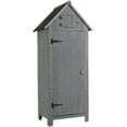 thumbnail image 5 of Miniyam Rustic Waterproof Wooden Garden Storage Shed, 70.50" x 30.30" x 21.30", Gray, 5 of 7