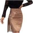thumbnail image 2 of Idoravan Women's Basic Versatile Skirt Clearance Fashion Women Sexy Tassel Solid A-Line Short Irregular Buttocks Mini SKirt, 2 of 7