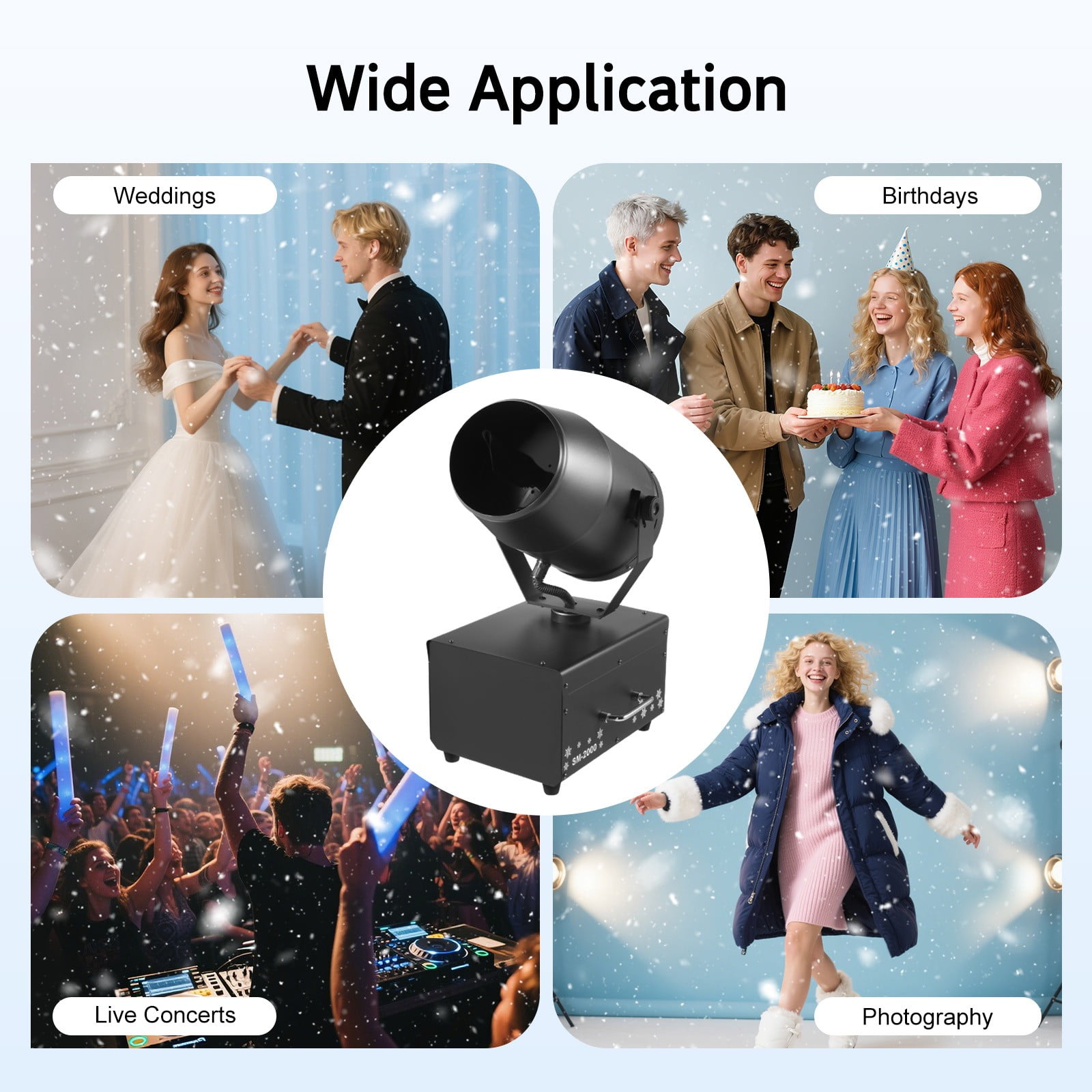 1200W Free Standing Shaking Head Jet Foam Machine Party Snow Foam Machine Black for Stage Wedding