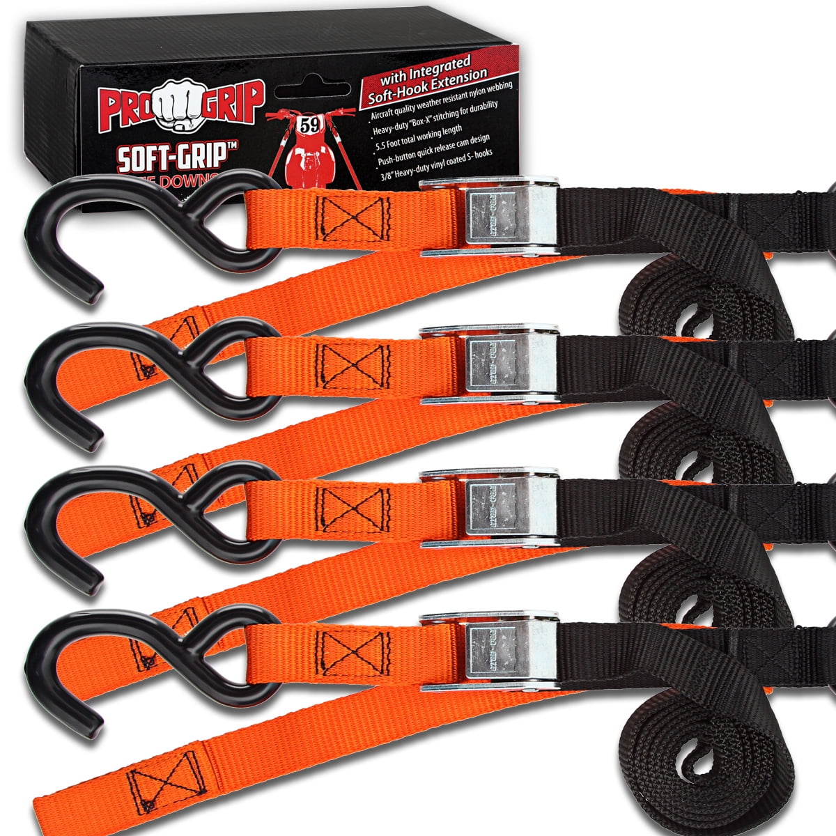 Progrip Powersports Motorcycle Soft Loop Tie Down Straps Lab Tested (4
